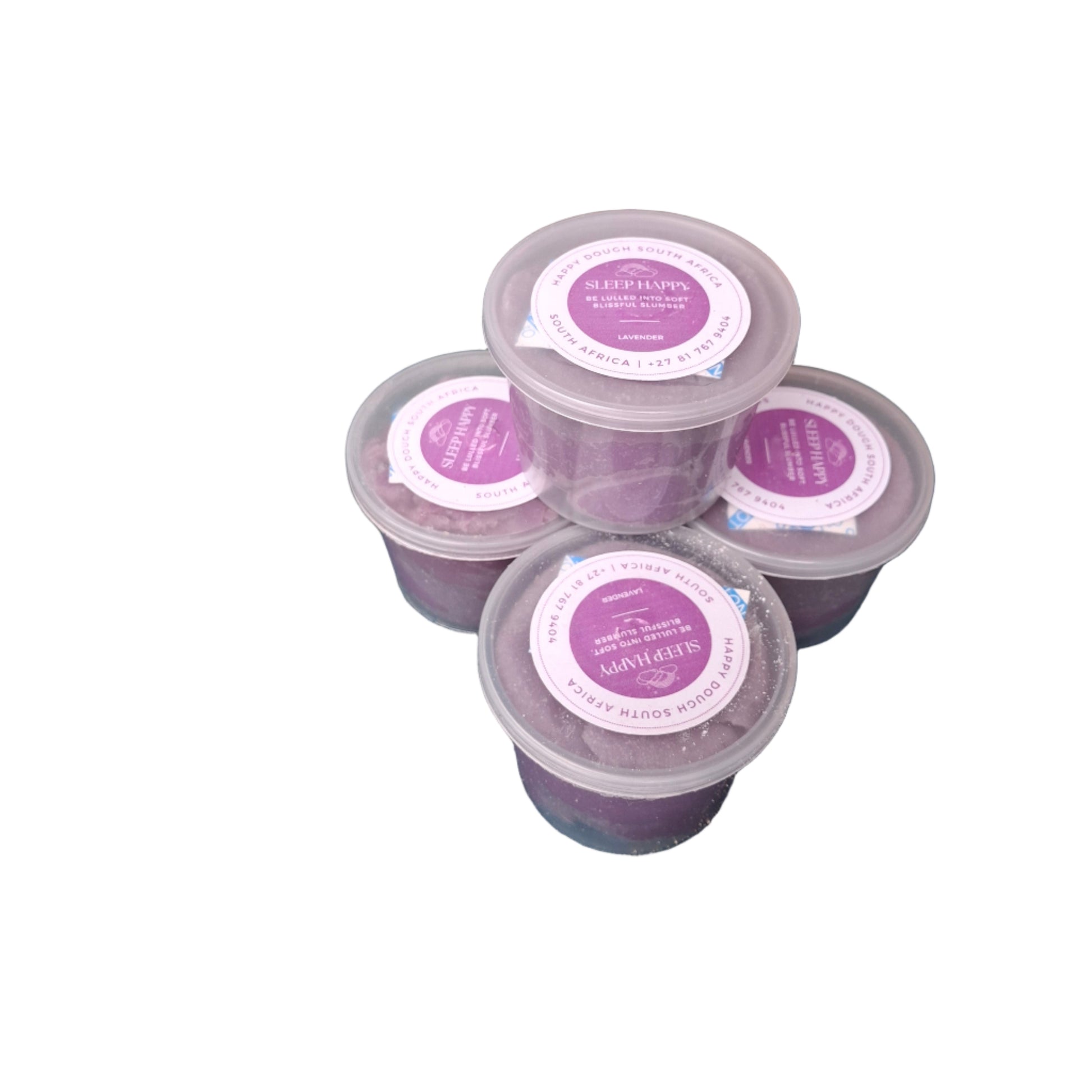 Small containers with purple lids 